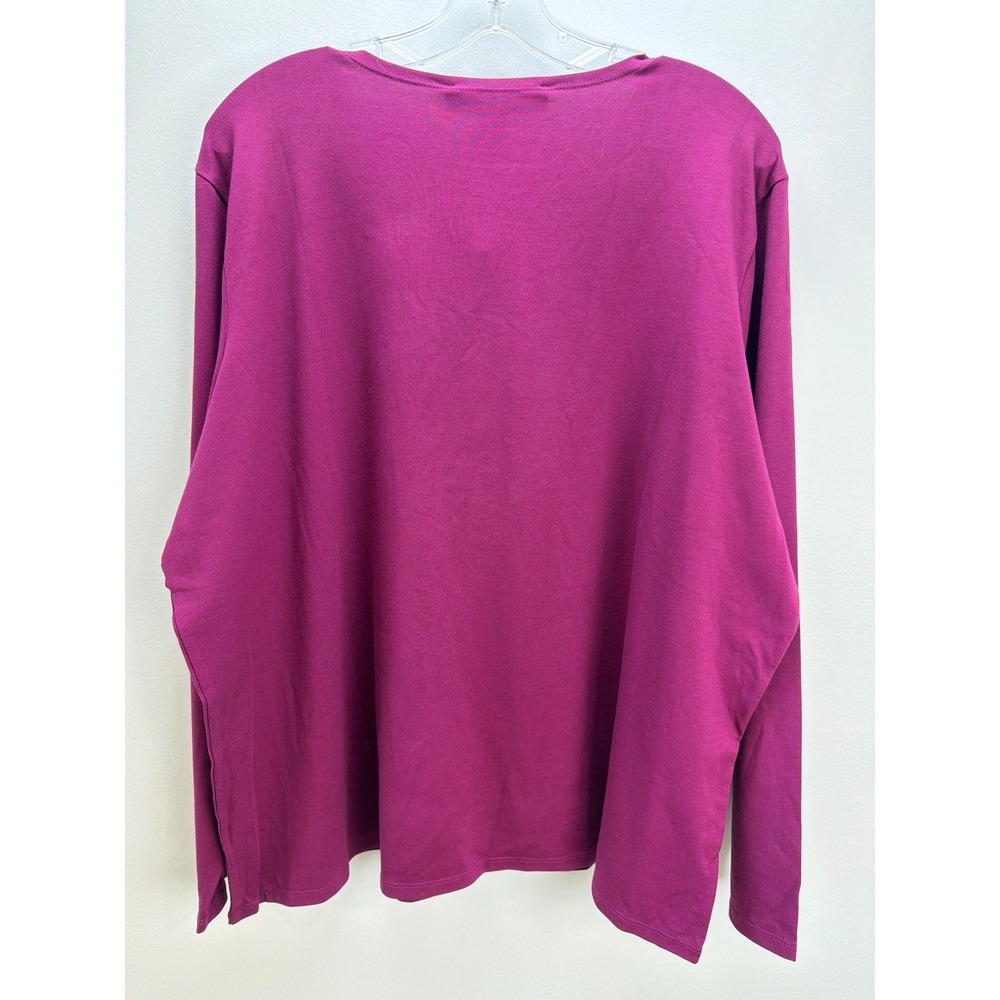 Dialogue Violet Pima Cotton Long Sleeve Top 2X Basic Staple Soft - Picture 2 of 9
